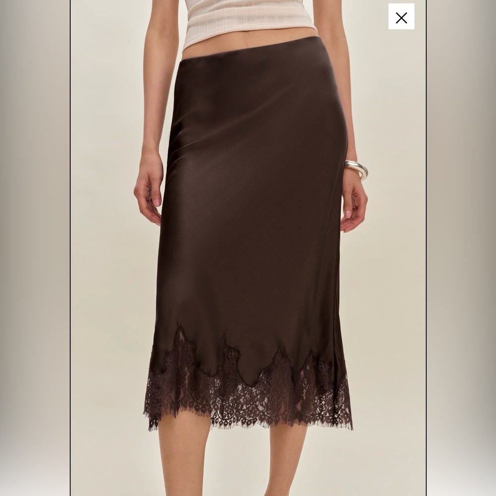 Reformation Carolina Silk Skirt Brown - Size XS